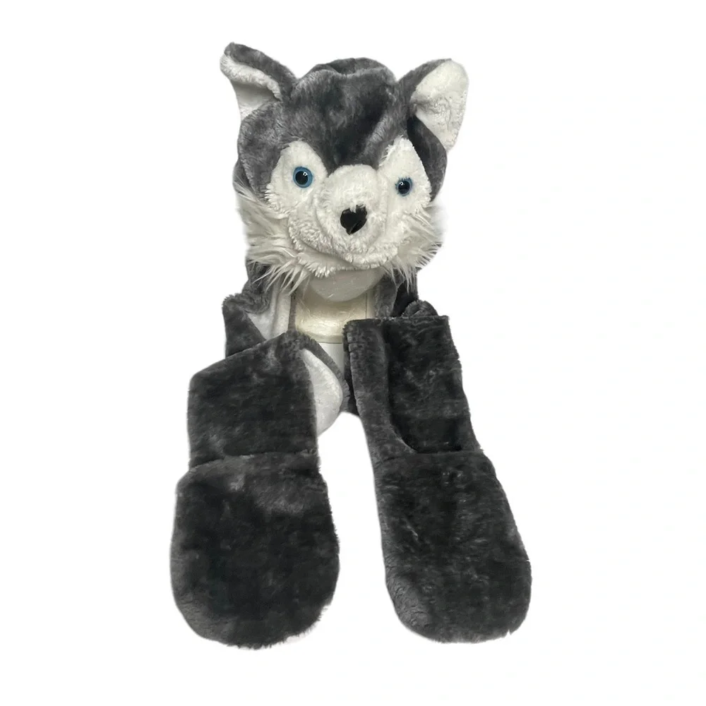Husky Timber Wolf Plush Hat